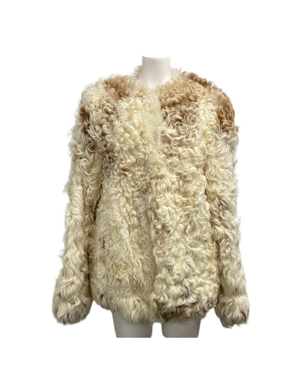 Saint Laurent Paris Coat S Ivory Light Brown Winter Lamb 34
